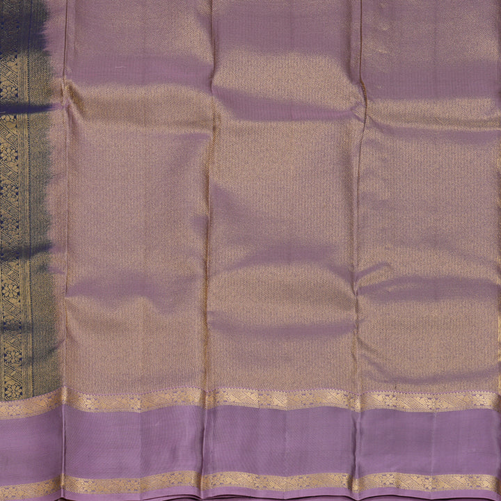 Hayagrivas Handloom Midnight Blue Kanjivaram Silk Saree with Lilac Border KBF556G1-5