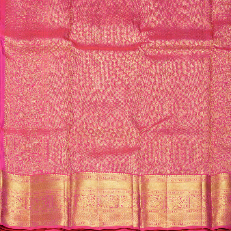 Hayagrivas Handloom Yellow Kanjivaram Silk Saree with Pink Border KBF557G1-1