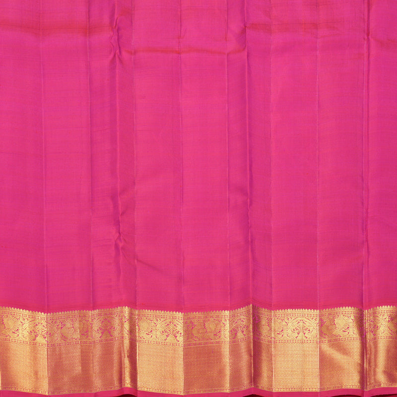 Hayagrivas Handloom Bottle Green Kanjivaram Silk Saree with Pink Border KBF557G2-1
