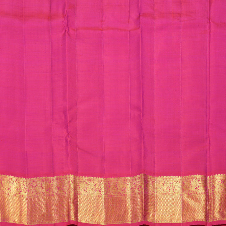 Hayagrivas Handloom Bottle Green Kanjivaram Silk Saree with Pink Border KBF557G2-1