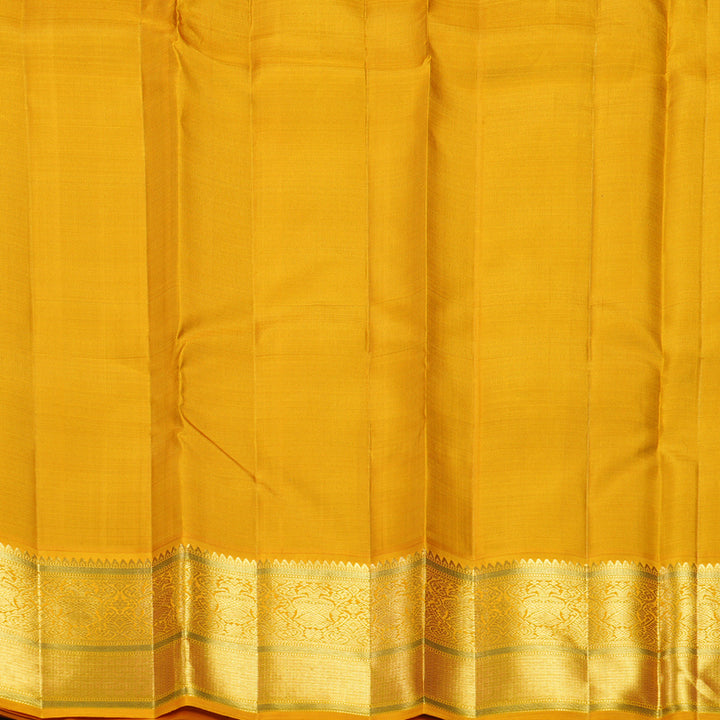 Hayagrivas Handloom MS Blue Kanjivaram Silk Saree with Turmeric Yellow Border KBF557G2-2