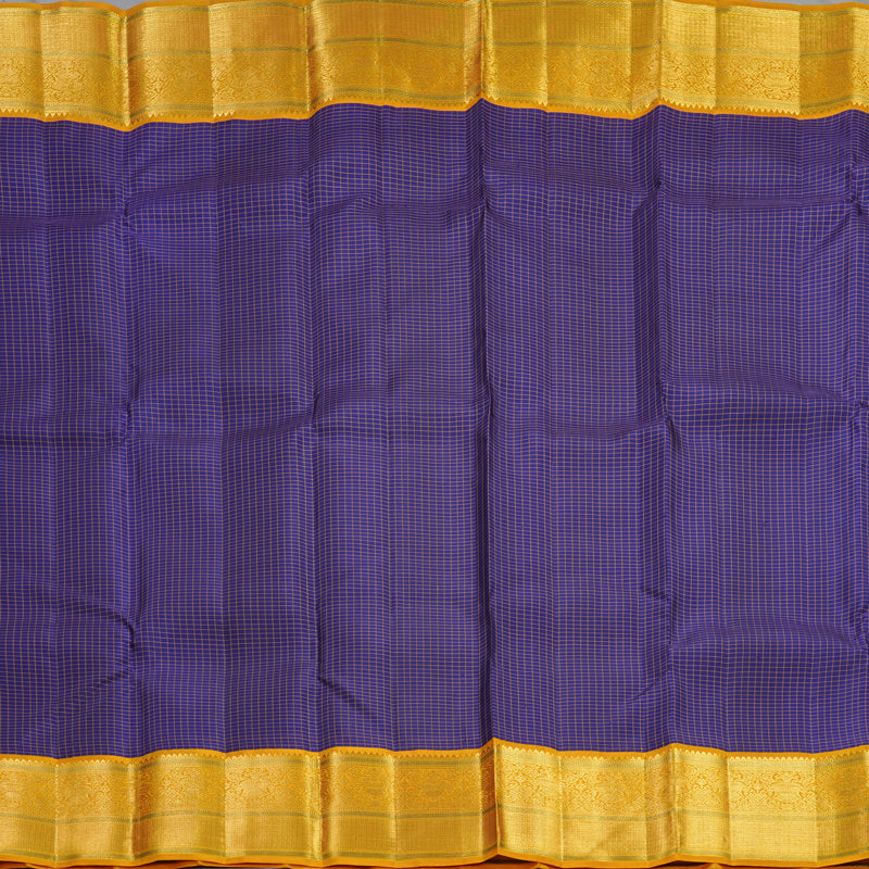 Hayagrivas Handloom MS Blue Kanjivaram Silk Saree with Turmeric Yellow Border KBF557G2-2