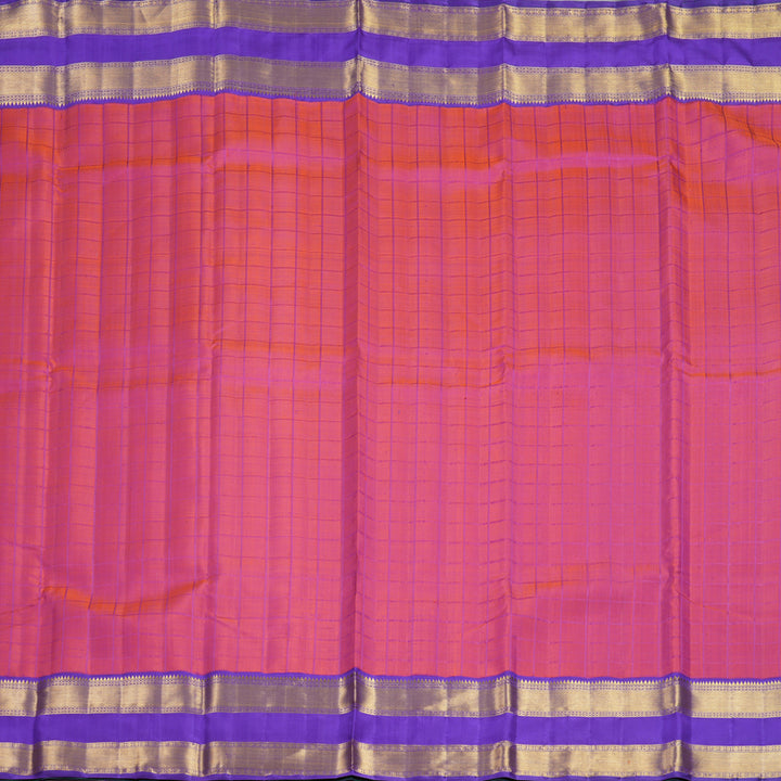 Hayagrivas Handloom Pink (Shot Colour) Kanjivaram Silk Saree with Purple Border KBF557G2-4