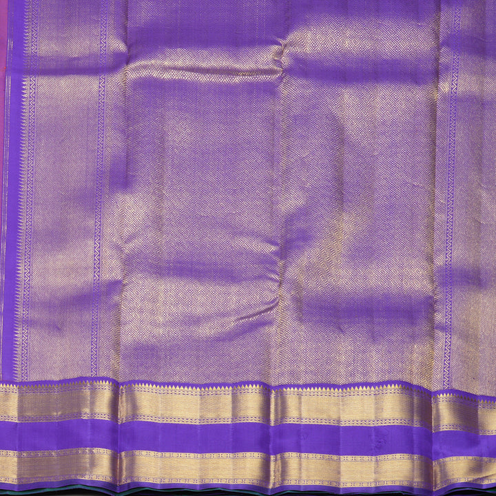Hayagrivas Handloom Pink (Shot Colour) Kanjivaram Silk Saree with Purple Border KBF557G2-4