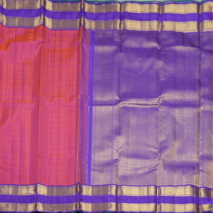 Hayagrivas Handloom Pink (Shot Colour) Kanjivaram Silk Saree with Purple Border KBF557G2-4