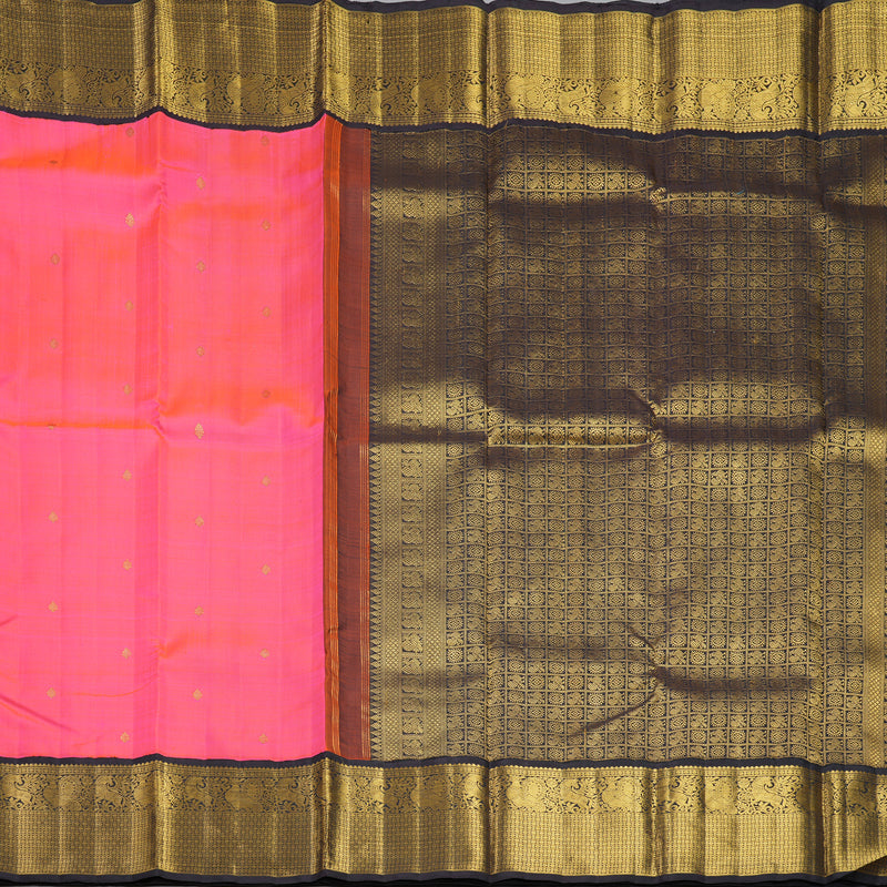 Hayagrivas Handloom Fuchsia Pink Kanjivaram Silk Saree with Deep Nagapazham Border KBF557G2-5