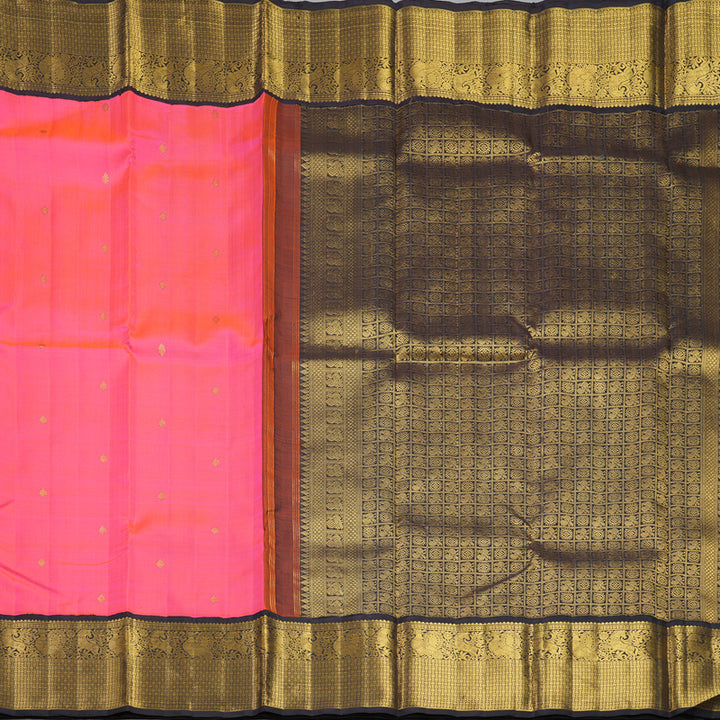 Hayagrivas Handloom Fuchsia Pink Kanjivaram Silk Saree with Deep Nagapazham Border KBF557G2-5