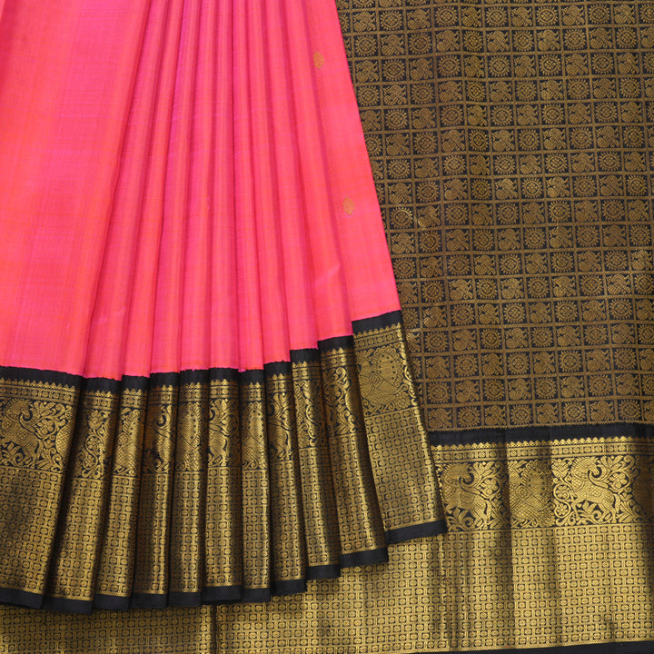 Hayagrivas Handloom Fuchsia Pink Kanjivaram Silk Saree with Deep Nagapazham Border KBF557G2-5