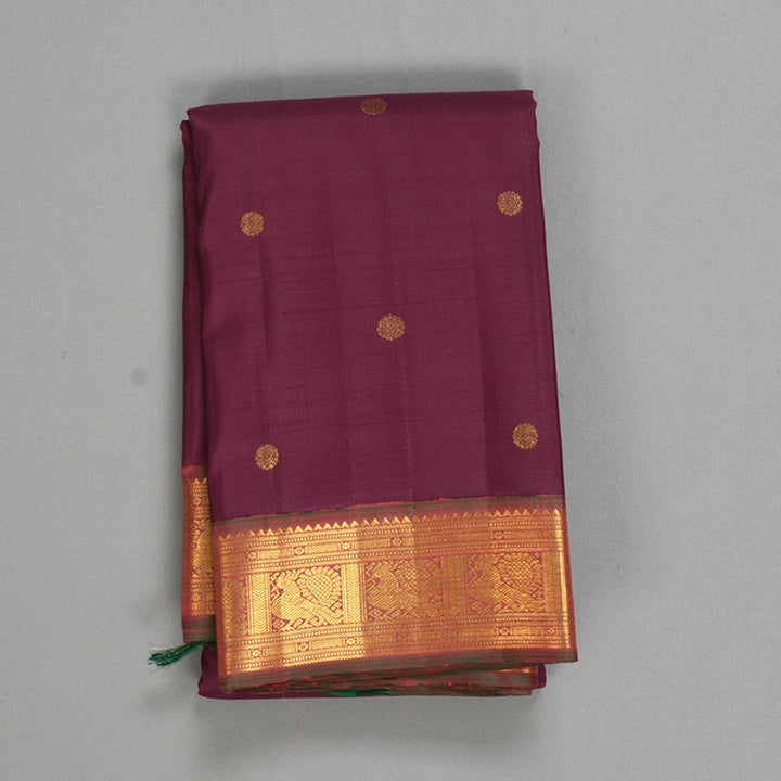 Hayagrivas Handloom Burgundy Kanjivaram Silk Saree with Manthalir Border KBF557G4-1