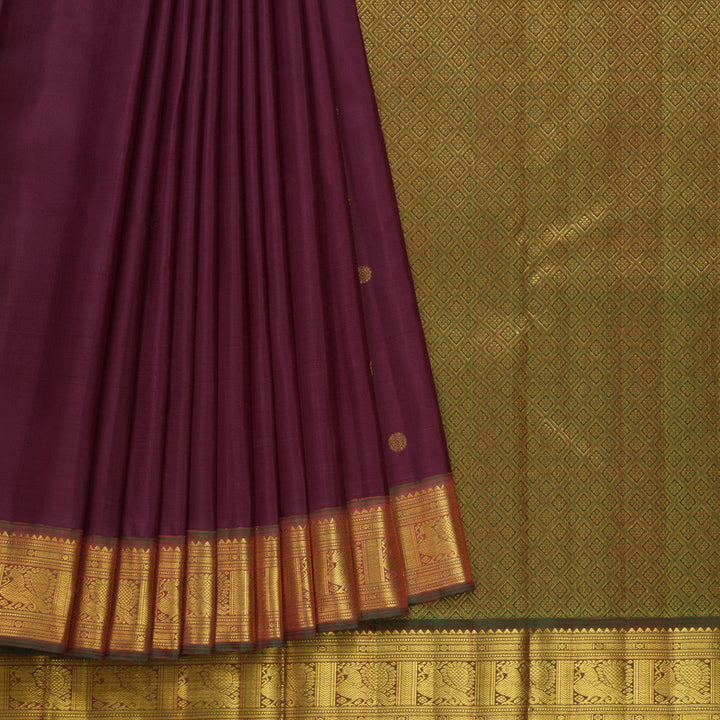 Hayagrivas Handloom Burgundy Kanjivaram Silk Saree with Manthalir Border KBF557G4-1