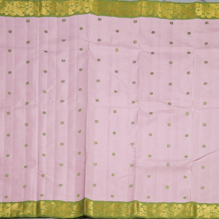 Hayagrivas Handloom Onion Pink Kanjivaram Silk Saree with Olive Green Border KBF557G4-2