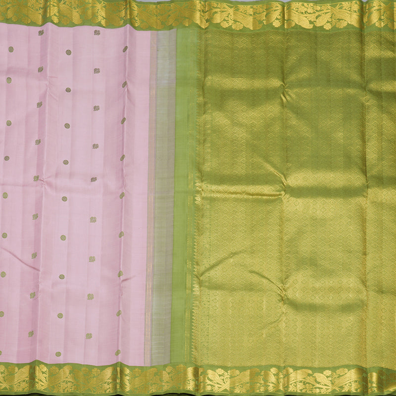 Hayagrivas Handloom Onion Pink Kanjivaram Silk Saree with Olive Green Border KBF557G4-2