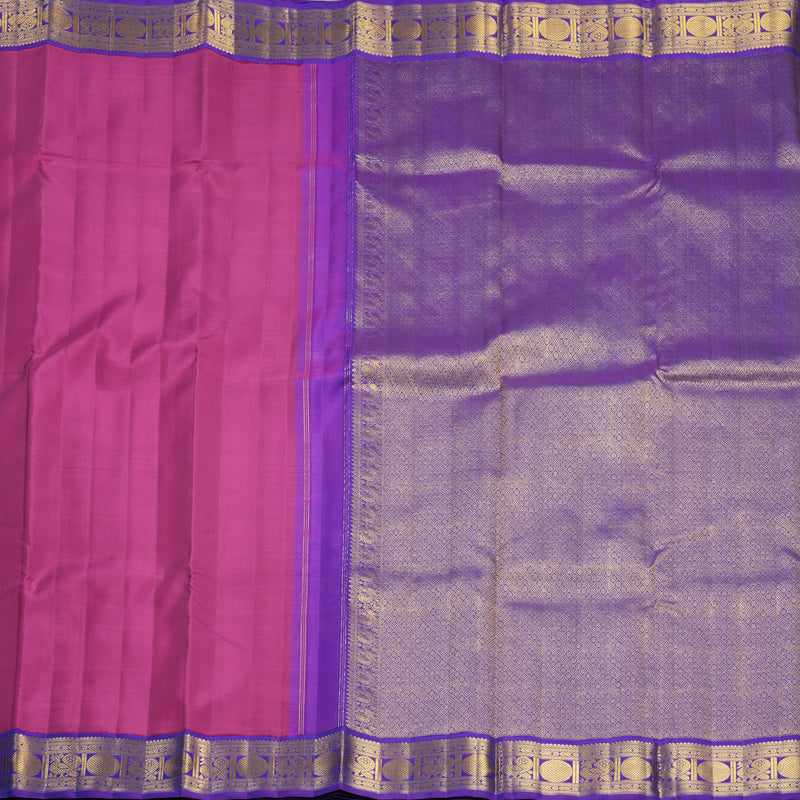 Hayagrivas Handloom Magenta-Pink Kanjivaram Silk Saree with Purple Border KBF557G5-1