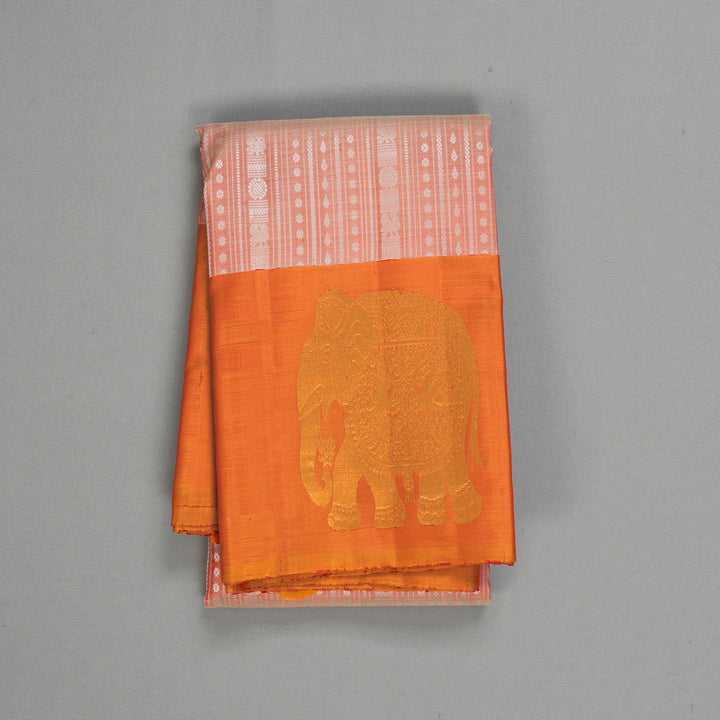Hayagrivas Handloom Peach Orange Kanjivaram Silk Saree KBF557G6-1