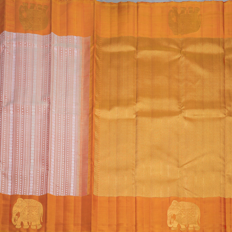 Hayagrivas Handloom Peach Orange Kanjivaram Silk Saree KBF557G6-1