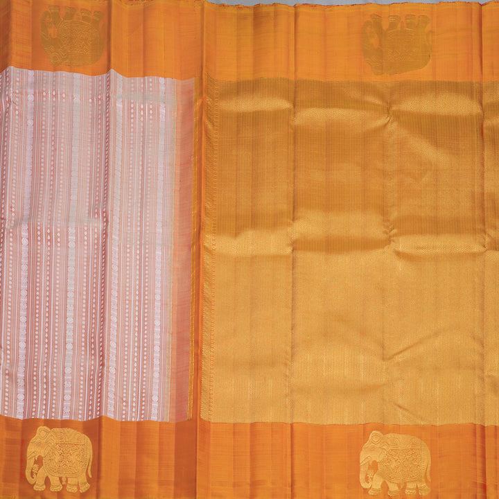 Hayagrivas Handloom Peach Orange Kanjivaram Silk Saree KBF557G6-1