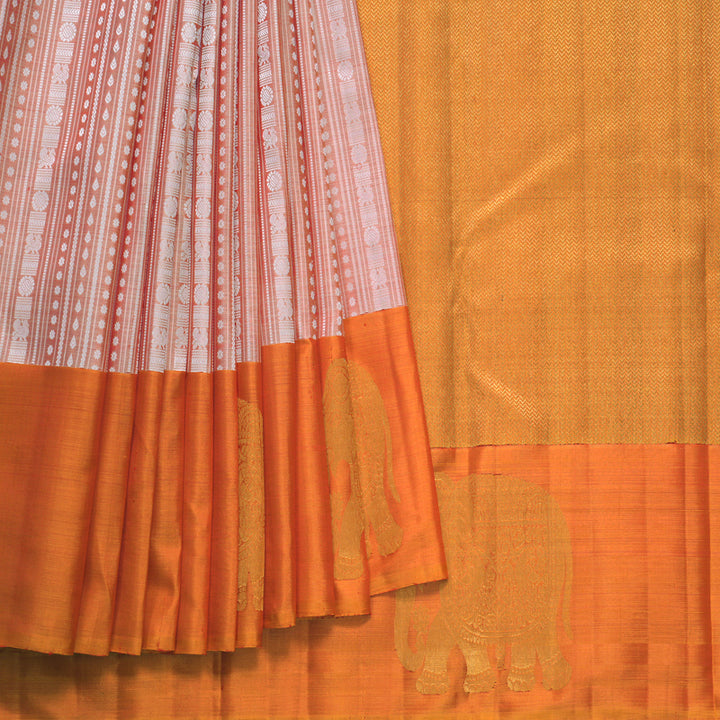 Hayagrivas Handloom Peach Orange Kanjivaram Silk Saree KBF557G6-1