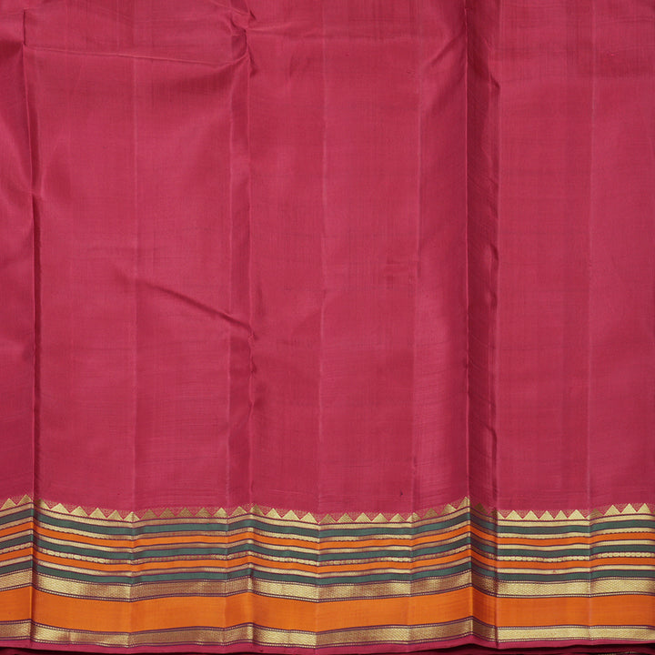 Hayagrivas Handloom Turmeric Yellow Kanjivaram Silk Saree with Maroon Border KBF558G10-1