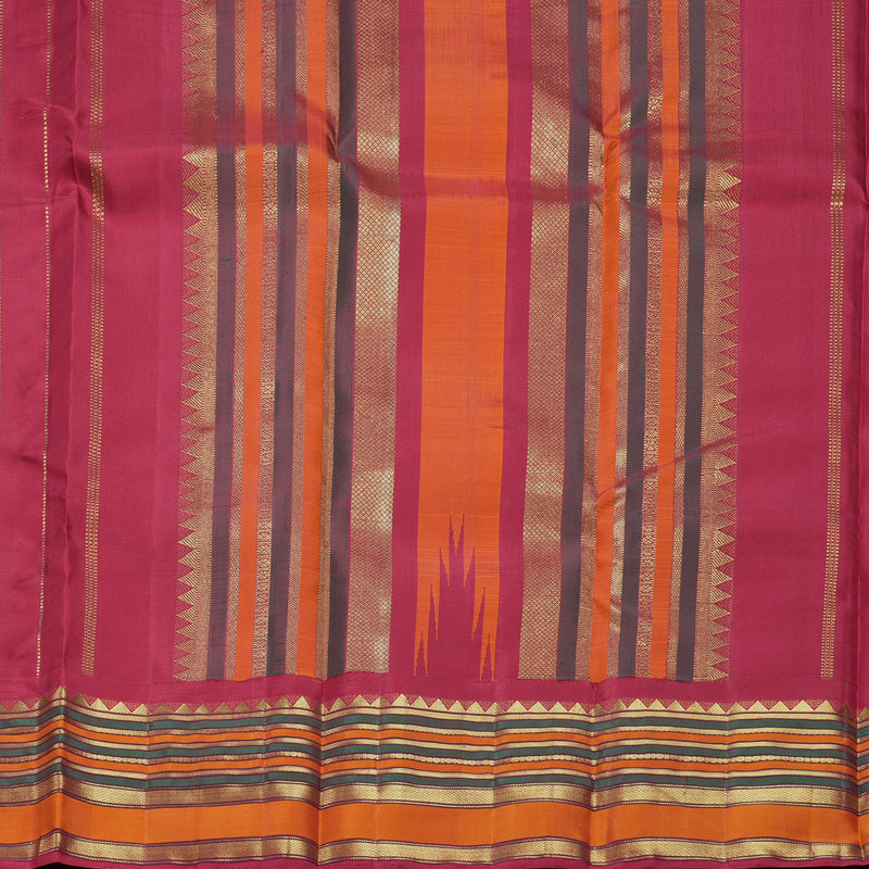 Hayagrivas Handloom Turmeric Yellow Kanjivaram Silk Saree with Maroon Border KBF558G10-1