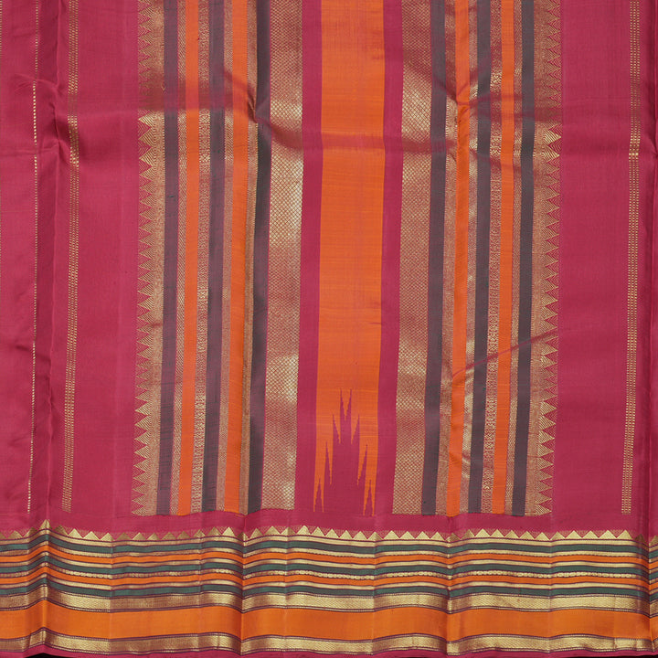 Hayagrivas Handloom Turmeric Yellow Kanjivaram Silk Saree with Maroon Border KBF558G10-1