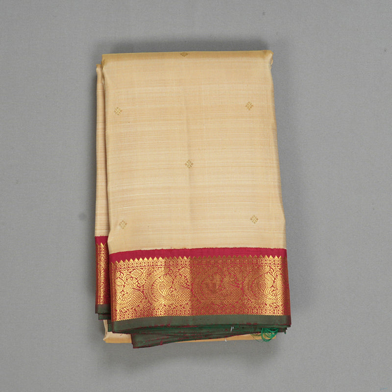 Hayagrivas Handloom Sandal Kanjivaram Silk Saree with Maroon Border KBF558G12-1