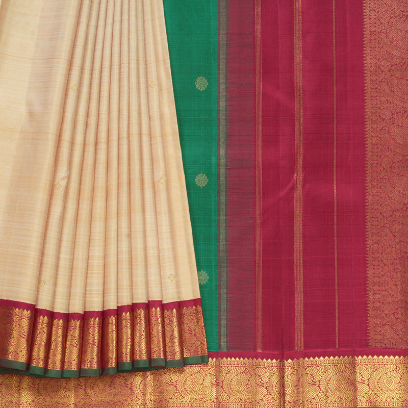 Hayagrivas Handloom Sandal Kanjivaram Silk Saree with Maroon Border KBF558G12-1