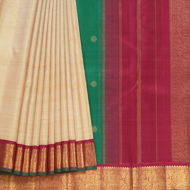 Hayagrivas Handloom Sandal Kanjivaram Silk Saree with Maroon Border KBF558G12-1