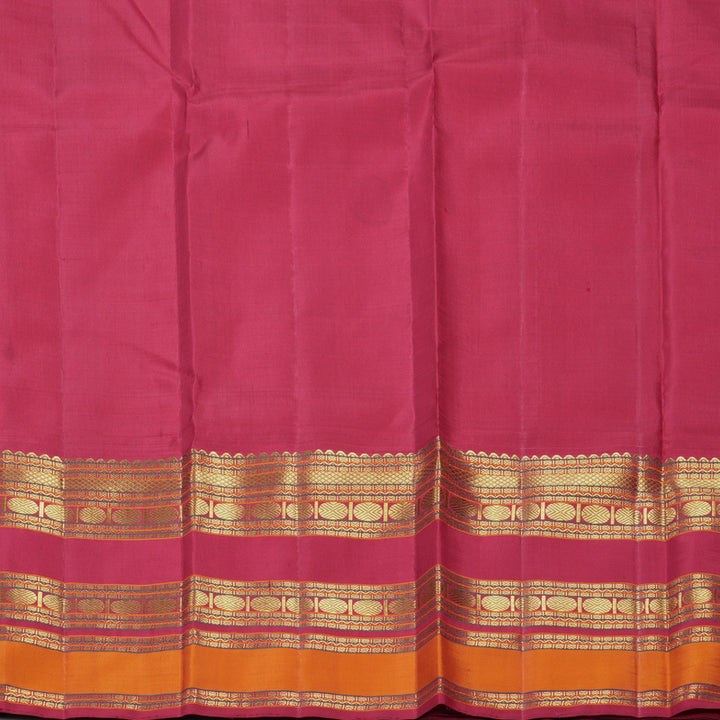 Hayagrivas Handloom Turmeric Yellow Kanjivaram Silk Saree with Maroon Border KBF558G13-1
