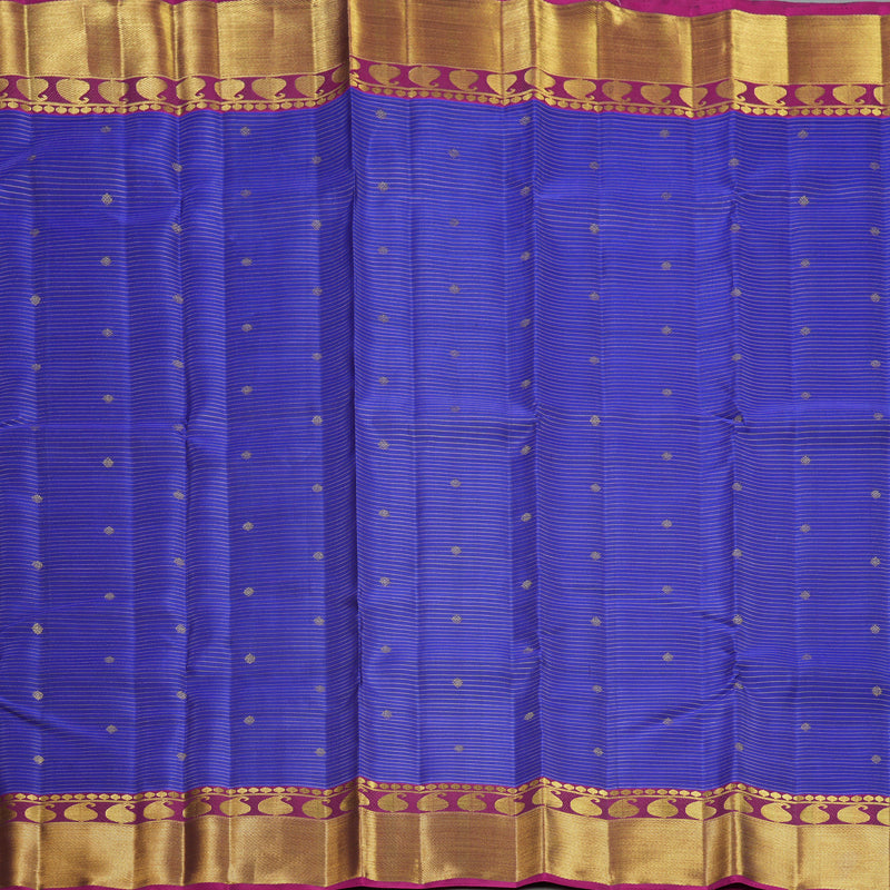 Hayagrivas Handloom Purplish-Blue Kanjivaram Silk Saree with Purple Border KBF558G14-1