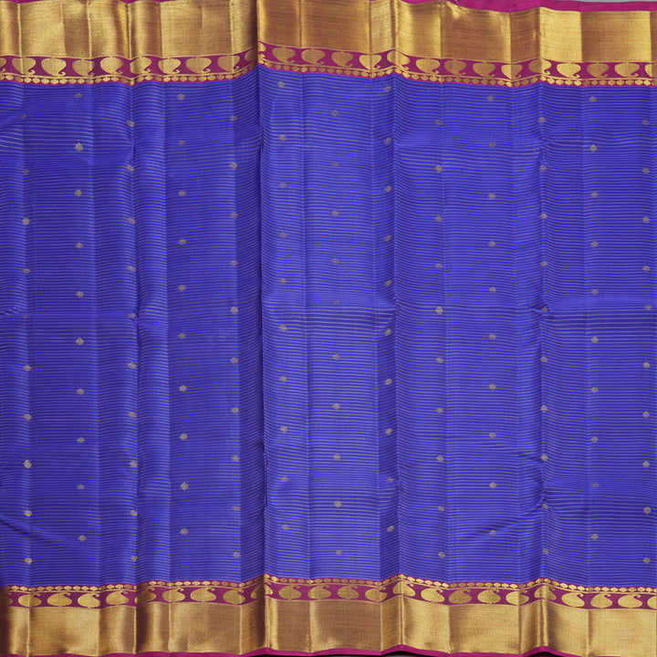Hayagrivas Handloom Purplish-Blue Kanjivaram Silk Saree with Purple Border KBF558G14-1