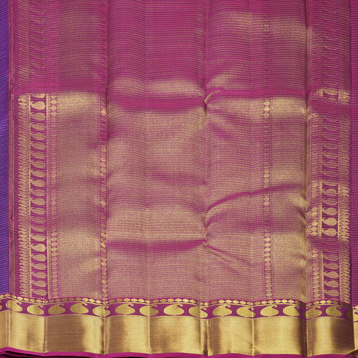 Hayagrivas Handloom Purplish-Blue Kanjivaram Silk Saree with Purple Border KBF558G14-1