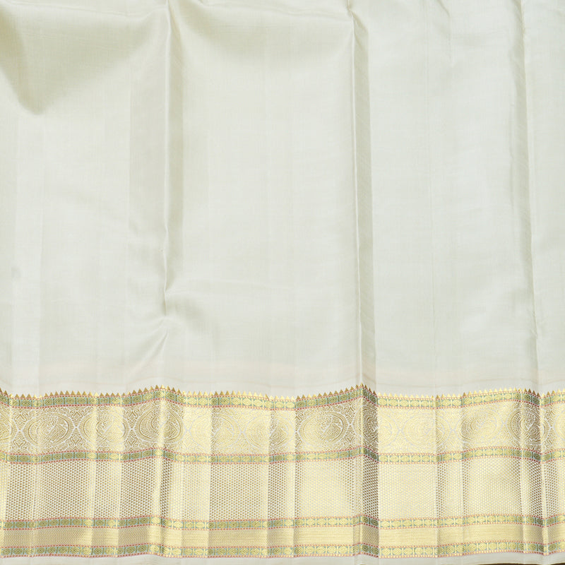 Hayagrivas Handloom Sea Green Kanjivaram Silk Saree with Half-White Border KBF558G15-1