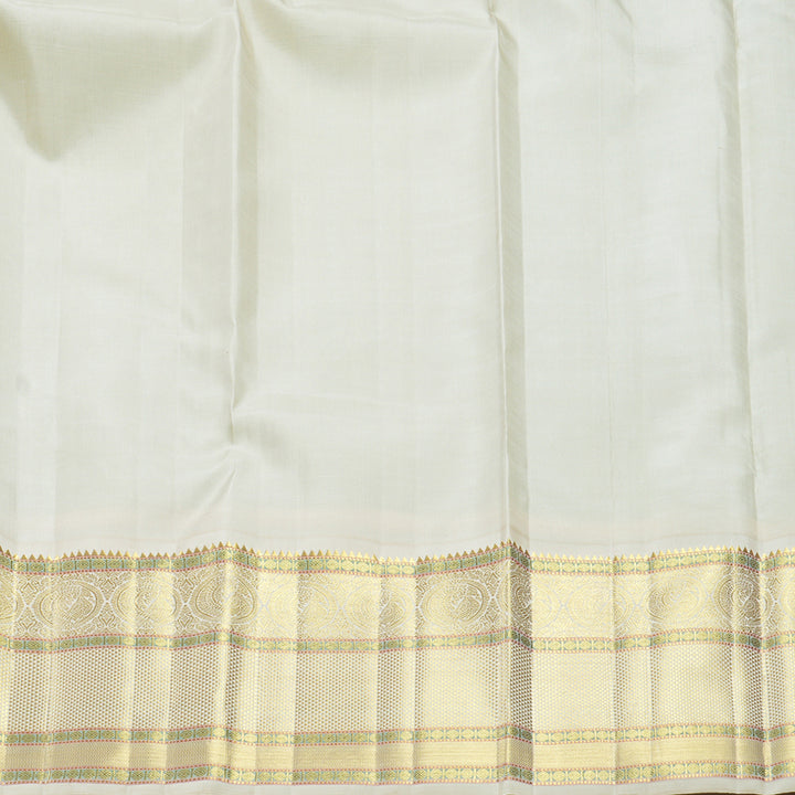 Hayagrivas Handloom Sea Green Kanjivaram Silk Saree with Half-White Border KBF558G15-1