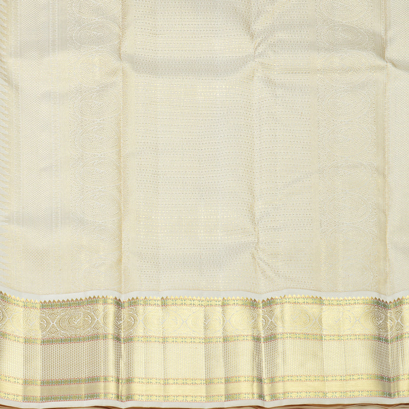 Hayagrivas Handloom Sea Green Kanjivaram Silk Saree with Half-White Border KBF558G15-1