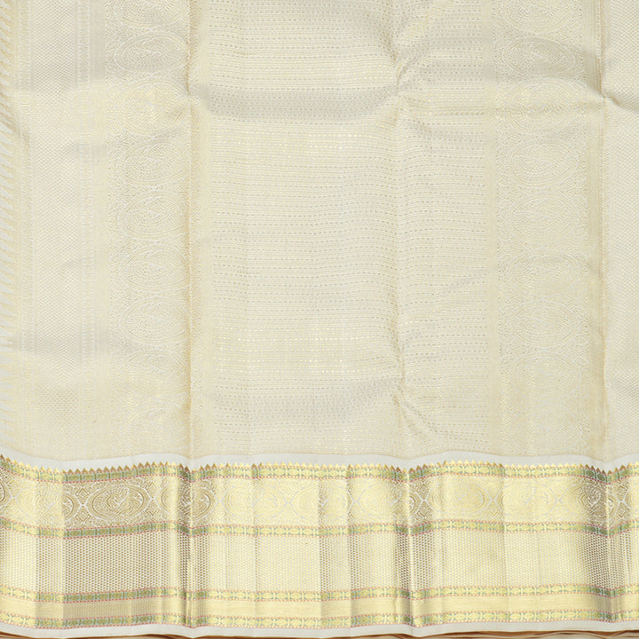 Hayagrivas Handloom Sea Green Kanjivaram Silk Saree with Half-White Border KBF558G15-1