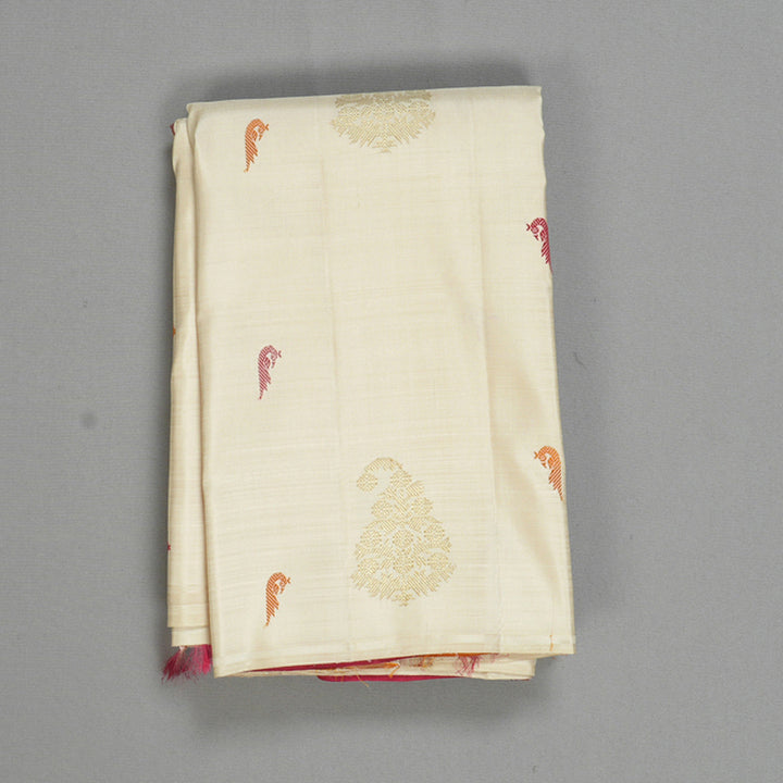 Hayagrivas Handloom Half-White Kanjivaram Silk Saree KBF558G4-1