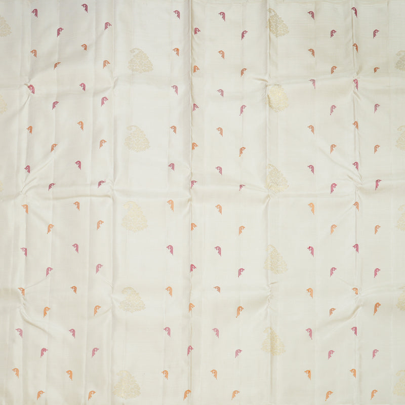 Hayagrivas Handloom Half-White Kanjivaram Silk Saree KBF558G4-1