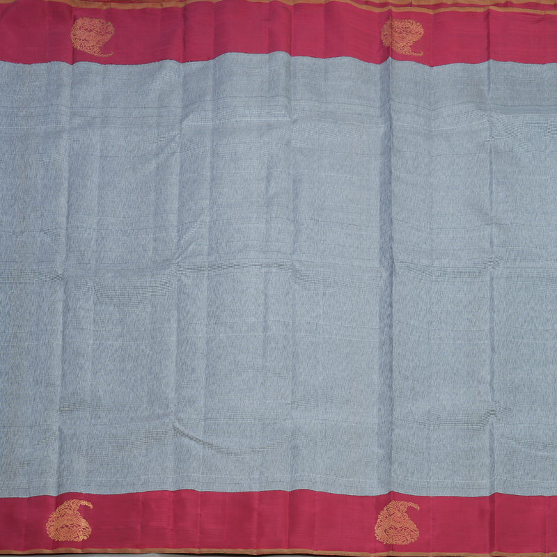 Hayagrivas Handloom White with Black Stripes Kanjivaram Silk Saree KBF558G5-1