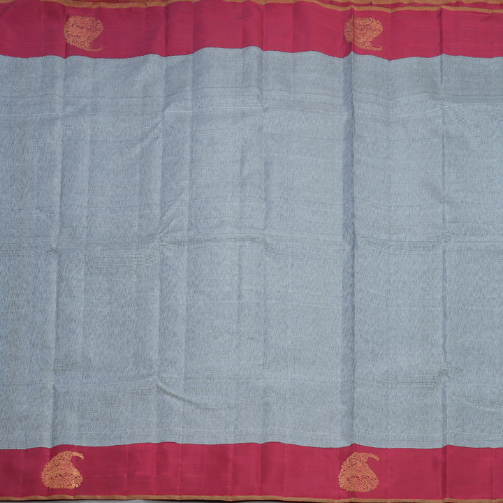 Hayagrivas Handloom White with Black Stripes Kanjivaram Silk Saree KBF558G5-1