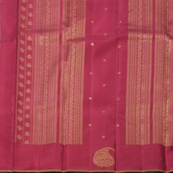 Hayagrivas Handloom White with Black Stripes Kanjivaram Silk Saree KBF558G5-1