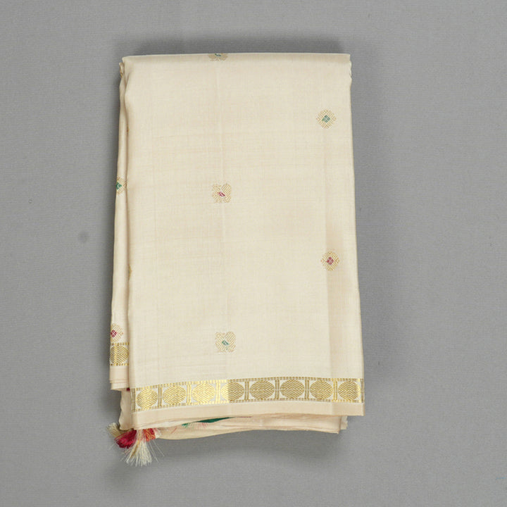 Hayagrivas Handloom Half-White Kanjivaram Silk Saree KBF558G6-1