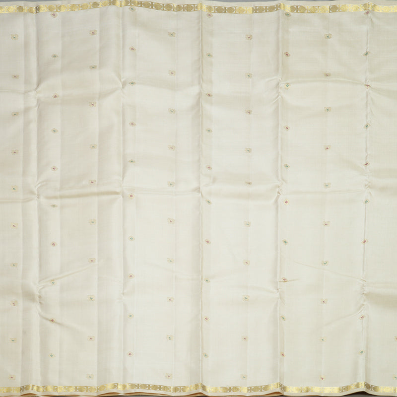 Hayagrivas Handloom Half-White Kanjivaram Silk Saree KBF558G6-1