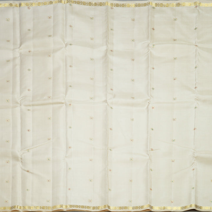 Hayagrivas Handloom Half-White Kanjivaram Silk Saree KBF558G6-1