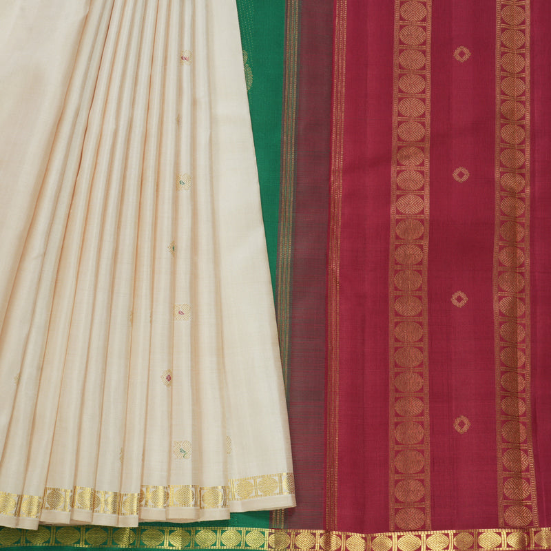 Hayagrivas Handloom Half-White Kanjivaram Silk Saree KBF558G6-1