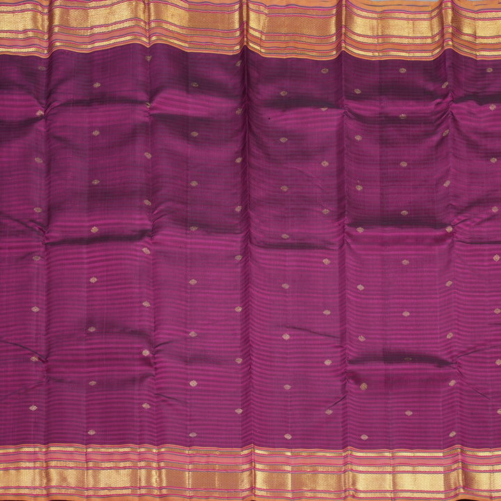 Hayagrivas Handloom Purple Kanjivaram Silk Saree with Golden Orange Border KBF558G7-1