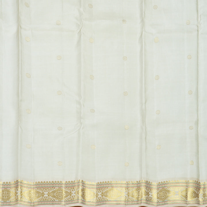 Hayagrivas Handloom Ice Blue Kanjivaram Silk Saree with Half-White Border KBF558G8-1