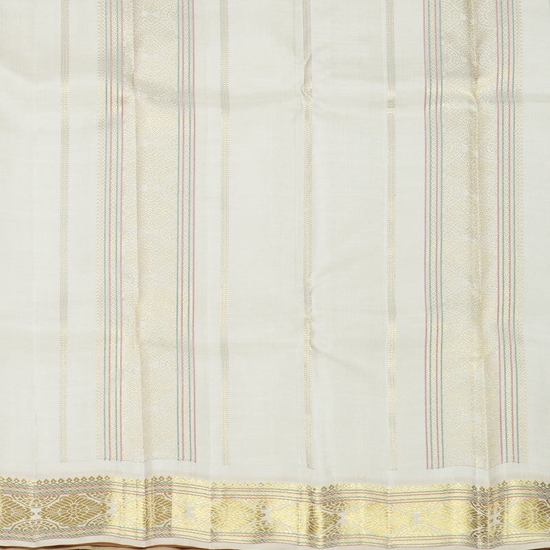 Hayagrivas Handloom Ice Blue Kanjivaram Silk Saree with Half-White Border KBF558G8-1