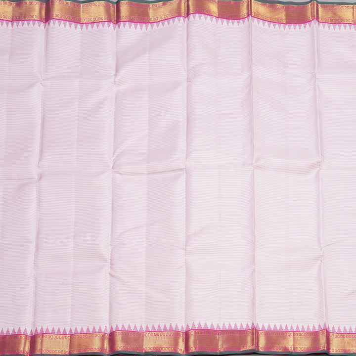 Hayagrivas Handloom Baby Pink Kanjivaram Silk Saree with Magenta Border KBF558G9-1