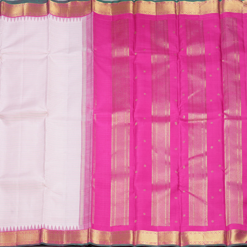Hayagrivas Handloom Baby Pink Kanjivaram Silk Saree with Magenta Border KBF558G9-1
