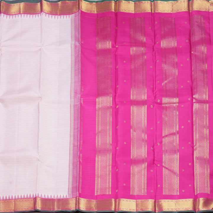 Hayagrivas Handloom Baby Pink Kanjivaram Silk Saree with Magenta Border KBF558G9-1